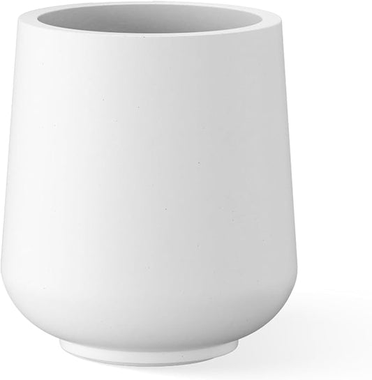 Kante 15.3-Inch Dia Round Concrete Planter, Large Plant Pot with Drainage Hole and Rubber Plug for Indoor Outdoor Use – Home, Garden, or Patio, Pure White