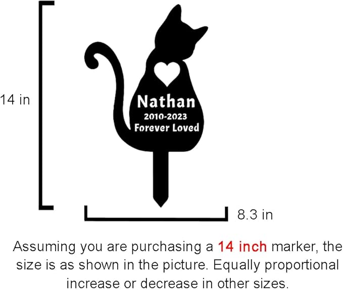 Personalized Cat Memorial Garden Stake, Custom Memorial Grave Marker for Outdoor Decor, Metal Cat Stake Garden Marker, Animal Silhouette Cat Art Lawn Grave Stake