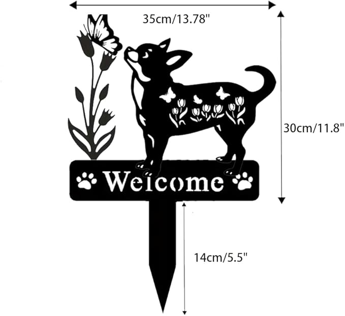 Dog Metal Decorative Garden Stakes Dog Gifts for Women Men Mom Birthday Black Silhouette Statues for Outside Garden Decor Yard Art Patio Lawn Ornaments Outdoor Decor 13.78 * 11.81inc
