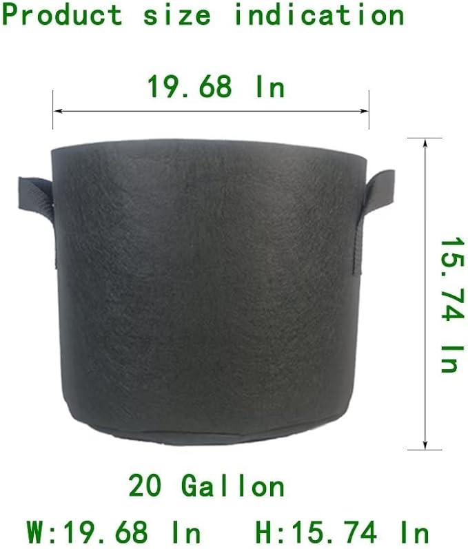 WEIFENG 3-Pack 20 Gallon Grow Bags Thickened Large Flower Pots Outdoor Fabric Pot with Handles