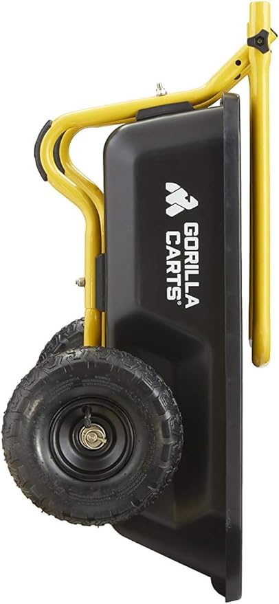 Red Metal Wheelbarrow, Easy Loading and Dumping Garden Cart with Steel Tray, Durable Heavy Duty Utility Trolley for Transporting, Soil, Sand (Yellow + Black, 2 Wheels)
