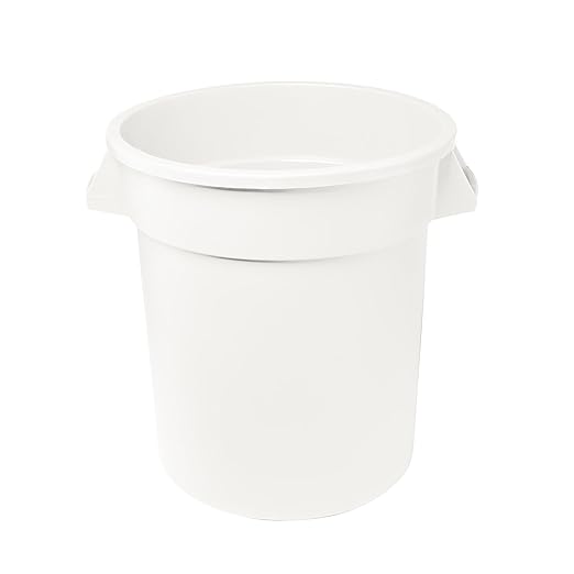 Feed and Seed Storage Container, 32 Gallon White Round Commercial Trash Can, Food Storage Plastic Bin, Use in Agricultural, Gardening, or Household