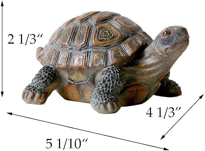 Danmu Polyresin Tortoise Statue - Outdoor Statue, Garden Ornament for Home and Fairy Garden Decor (5.1" x 4.3" x 2.3")