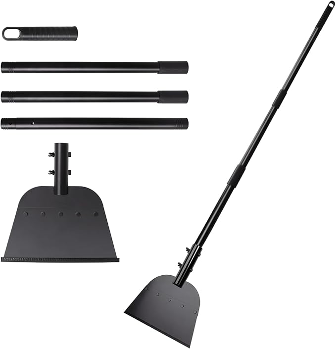 Flat Shovel, Multifunctional Weeding Snow Shovel Ice Scraper, 53.5inch Adjustable Long Handle, Heavy Duty Metal Floor Scrapers Tool for Weeding, Ice & Snow Removal, Driveway, Sidewalk, Garden, Outdoor