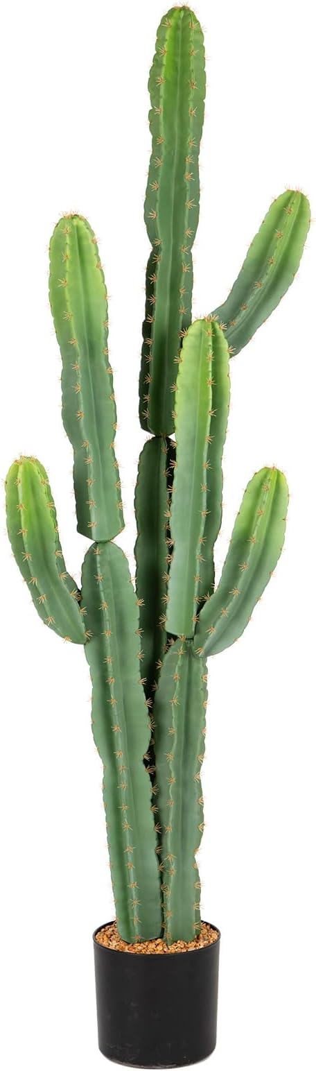 UV-Resistant Artificial Fake Cactus Plants 5ft – Large Faux Cowboy Cactus for Indoor & Outdoor Home, Office, or Garden Decor