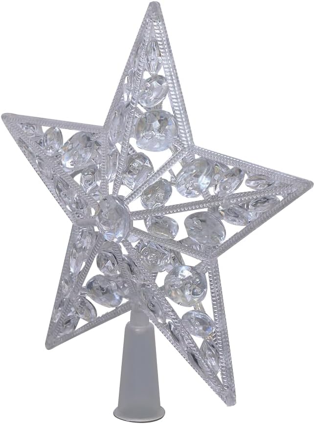 Alpine Corporation 9" H Star Tree Topper with Multi-Color LED Lights, Christmas Decoration