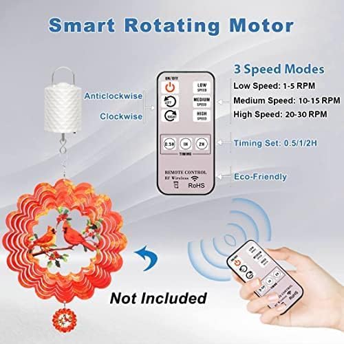 Disco Ball Motor with Remote Control，Adjustable 3 Rotating Speeds and 2 Way Direction Electric Slow Wind Spinner for Wind Chimes, Baby Crib Mobiles, Mirrors, and Hanging Ornaments