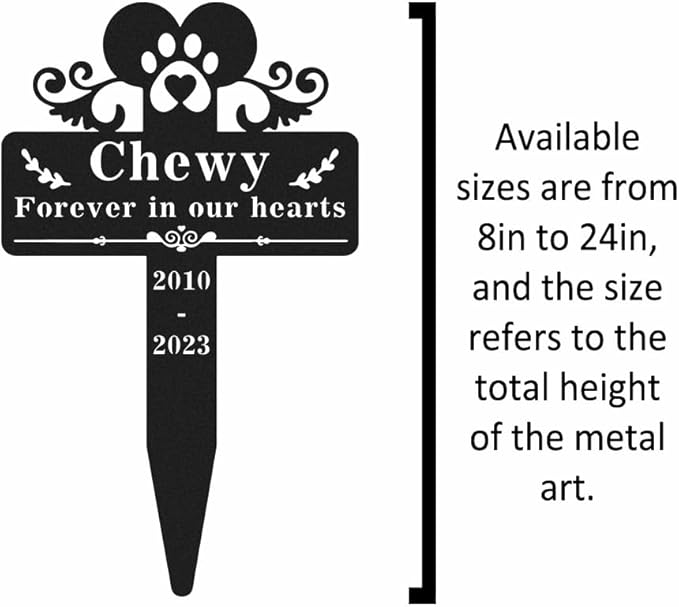 Personalized Pet Grave Marker Dog Memorial Garden Stake, Custom Dog Name Memorial Stake Metal Garden Decor Sign Cemetery Grave Plaque Stake for Outdoor Yard Lawn Sympathy Garden Stake