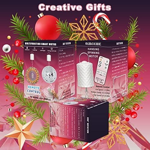 Disco Ball Motor with Remote Control，Adjustable 3 Rotating Speeds and 2 Way Direction Electric Slow Wind Spinner for Wind Chimes, Baby Crib Mobiles, Mirrors, and Hanging Ornaments