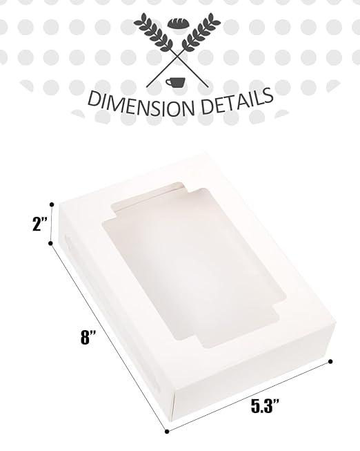 qiqee 50Packs Auto-pop Cookie Boxes for Gift Giving 8x5.3x2 inch White One Second Folding Treat Box with Window Bakery Box for Donuts Candies and Biscuit