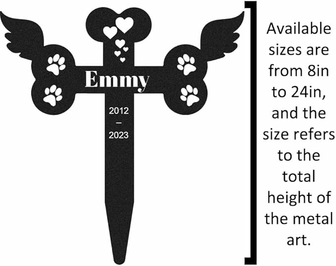 Personalized Pet Memorial, Paw Heart Custom Metal Cemetery Grave Plaque