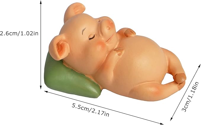 Pig Statue Mini Pig Figurine, Resin Home Decor, Lucky Animal Garden Statue for Micro Landscape (Pigs in The Lunch Break)