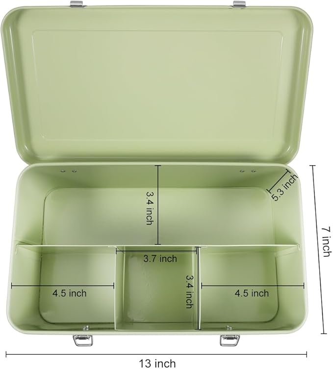 Picowe Metal Seed Storage Box Kit - 30 Seed Envelope Bags & 30 White Plant Labels for Organizing, Saving, and Storing Garden Seeds - Container for All Seed Types (Green, Large)