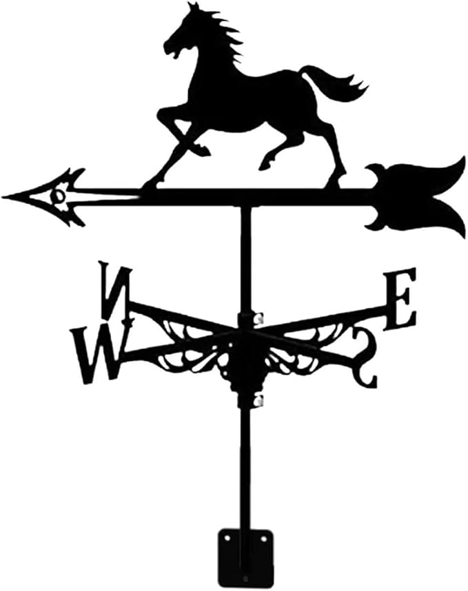 Weather Vane Cast Iron Weather Vane Galloping Wild Horse Ornament Wind Direction Indicator Tool with Anti-Rust Coating Professional Measuring Tool Easy to Assemble