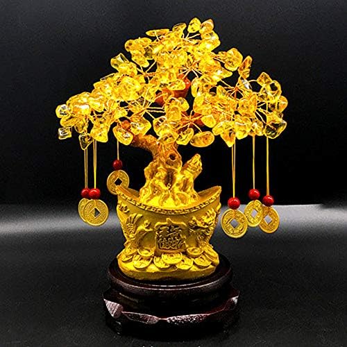 Feng Shui Citrine Quartz Crystal Money Tree Bonsai Style Decoration for Luck and Wealth (Yuan Bao)