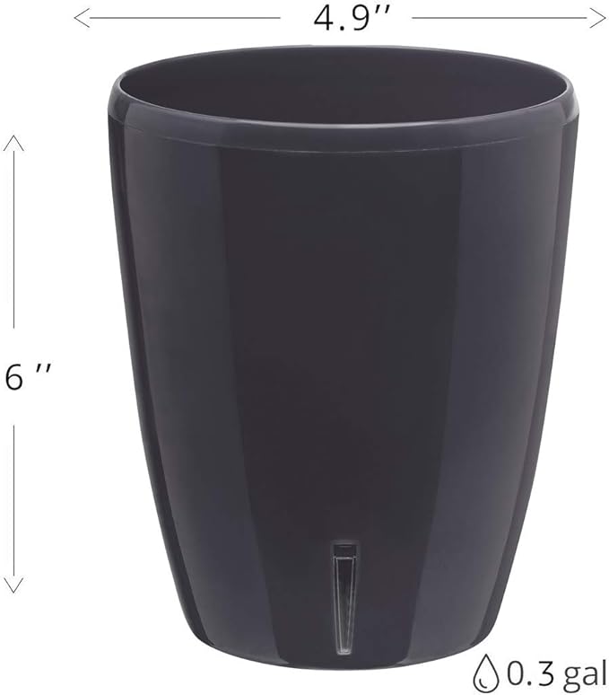 Santino 4.9 Inch ORCHIDEA Self Watering Pots for Orchids in Graphite- Decorative Wicking Planter with w/Great Aerification, Drainage and Water Level Indicator