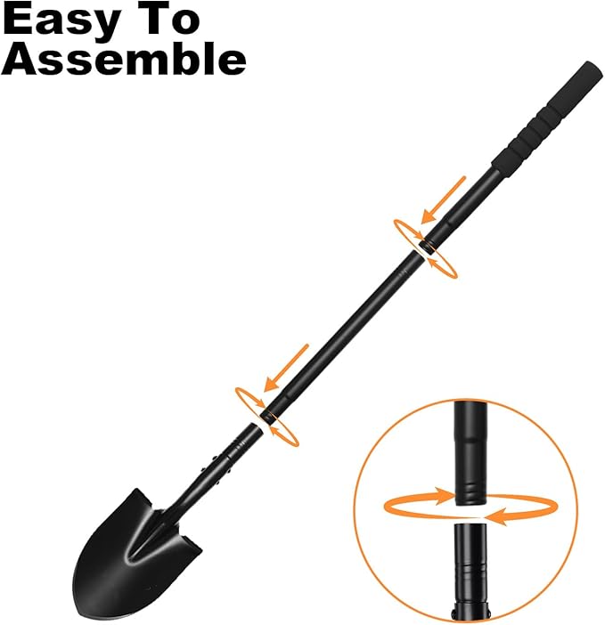 Small Shovel for Digging with 43.3 Inches Metal Handle Garden Tools, Small Transfer Shovel for Gardening Digging Camping Farming and Outdoors, Black