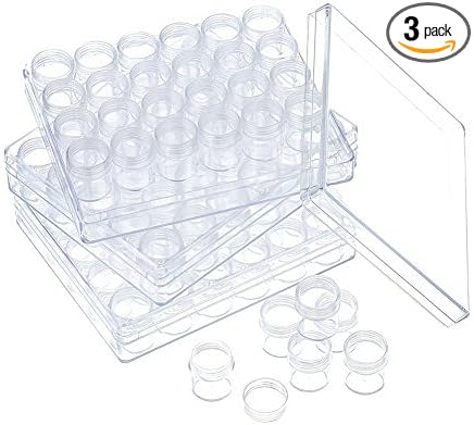FASHEWELRY 90pcs Diamond Painting Jars 1x1” Small Screw cap containers for Seed beads, 5D Embroidery diamond drill, Nail art and Glitter, Crafts & Sewing