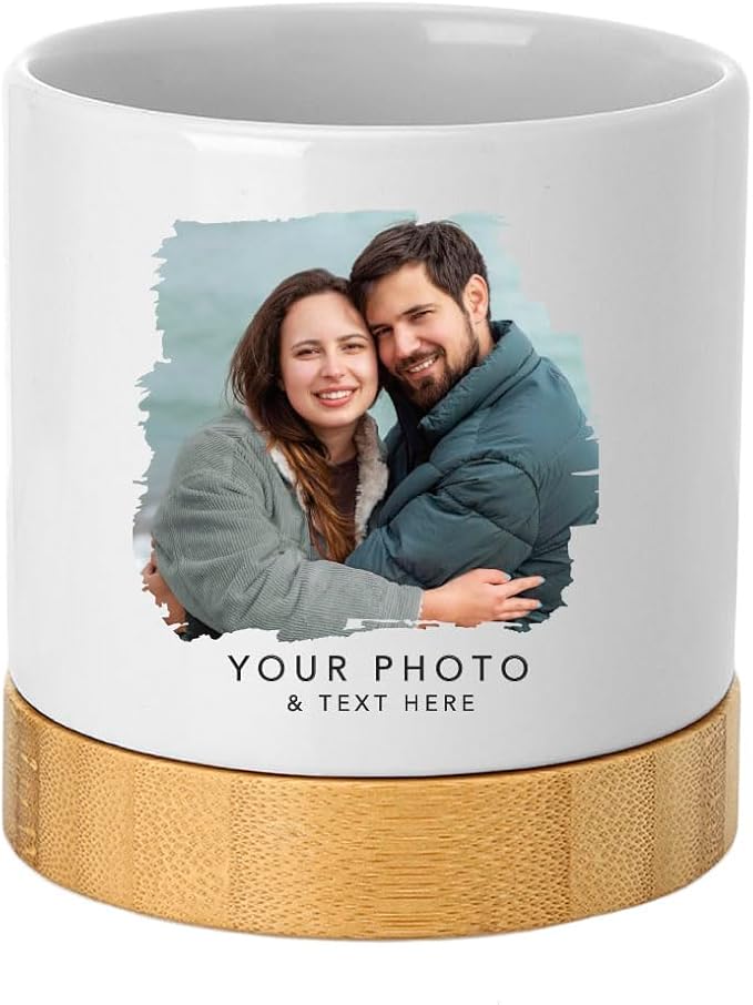 Andaz Press 4" Fully Personalized Garden Pot with Photo, Garden Custom Flower Pot, Garden Personalized Pots for Plants with Drainage Hole, Valentines Day, Birthday, Anniversary, Retirement Gifts