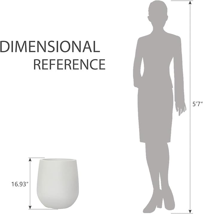 16.9" H Resin Tall Planters for Outdoor Plants, Modern White Round Tapered Plastic Flower Pot for Outdoor and Indoor Plants, Large Plant Pot with Drainage Holes and Rubber Plug for Home Garden Patio