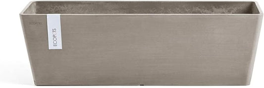 Ecopots Bruges Durable Modern Rectangular Indoor/Outdoor Recycled-Based Composite Flower Pot Planter, Taupe, 21.5"