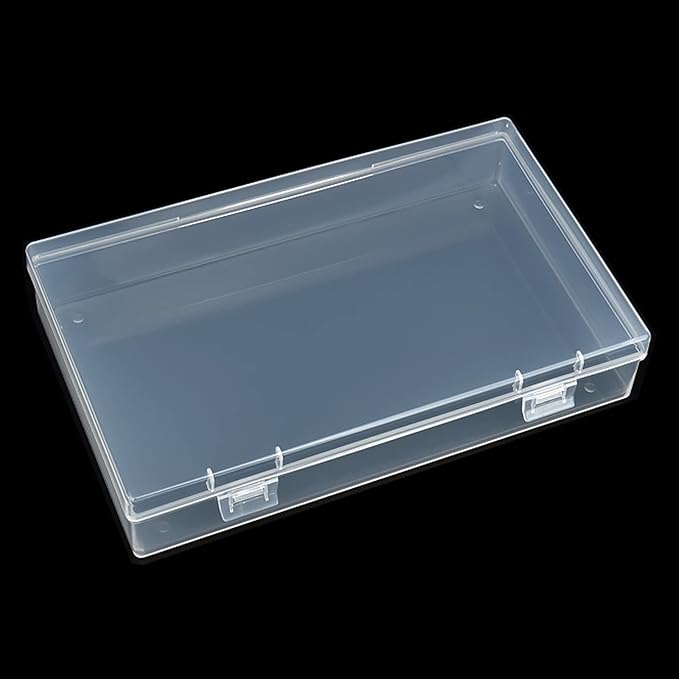 4 Pack Rectangular Clear Plastic Storage Containers Box with Hinged Lid for Beads and Other Small Craft Items (7.87 x 4.72 x 1.38 inch)
