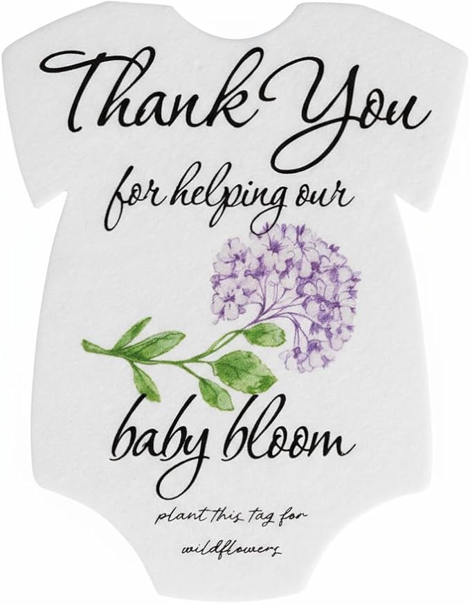 Onesie Seed Paper – 15Pcs Hydrangea Baby Shower Favors for Guests with Wildflower Seeds, Writable & Plantable, Baby Shower Gifts for Guest