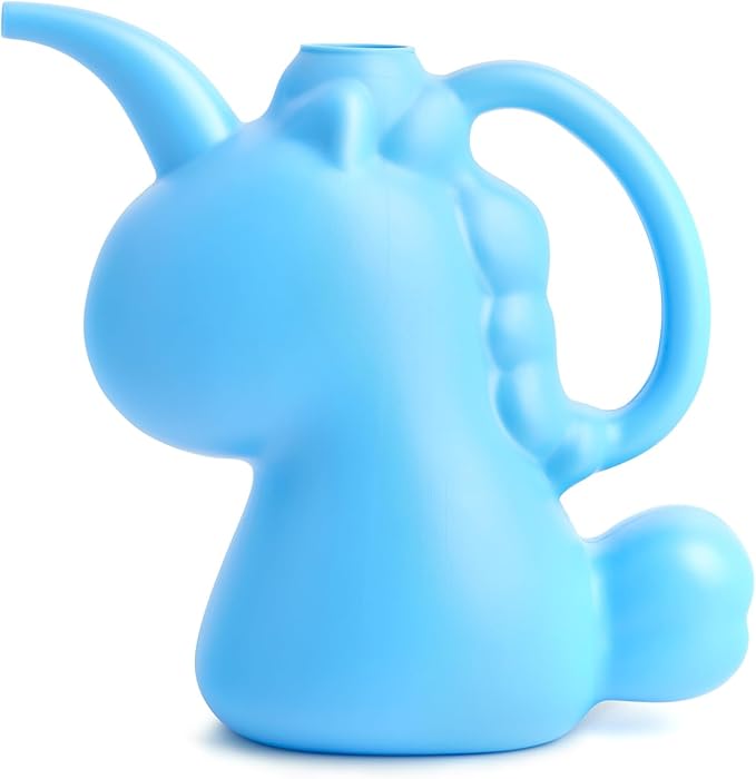 XXXFLOWER Unicorns Indoor Watering Can, 1 L Cute Animal Water Cans, Novelty Unicorns Shape Watering Pot for Office House Indoor Garden（Blue）