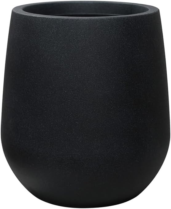 11.8" H Resin Tall Planters for Outdoor Plants, Modern Black Round Tapered Plastic Flower Pot for Outdoor and Indoor Plants, Large Plant Pot with Drainage Holes and Rubber Plug for Home Garden Patio