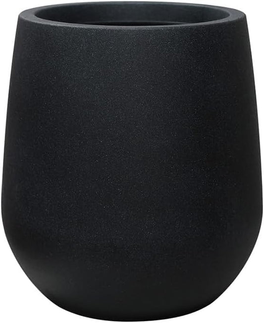 11.8" H Resin Tall Planters for Outdoor Plants, Modern Black Round Tapered Plastic Flower Pot for Outdoor and Indoor Plants, Large Plant Pot with Drainage Holes and Rubber Plug for Home Garden Patio