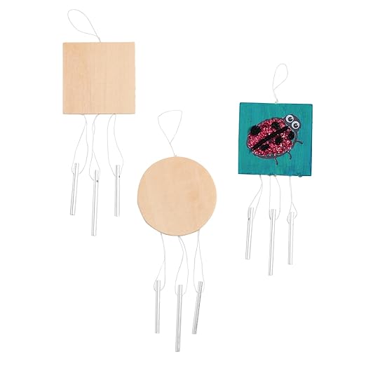 Colorations® Decorate Your Own Wooden Wind Chimes Kit, Set of 12, 2 Different Designs, Ready to Decorate and create unique and personal Designs, Fun Kids Craft Project, Craft Project for Boys & Girls