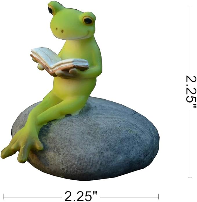 Miniature Fairy Garden Frog Figurine- Self-Growth Reading Frog