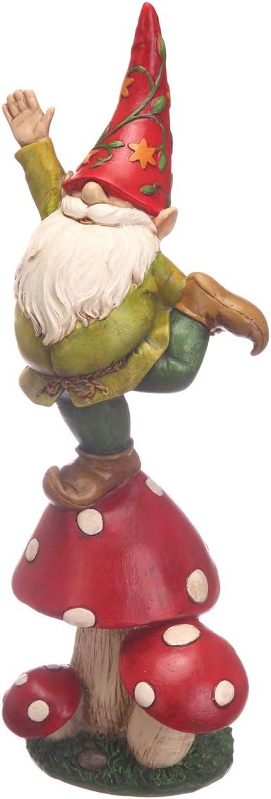 Topadorn Vegetable Garden Gnome Standing on Mushroom, Outdoor Decor for Yard & Patio, Funny Christmas & Holiday Statue Gift