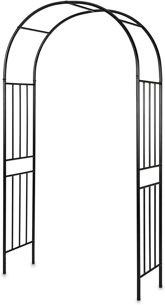 Metal Garden Arch Arbor Trellis – Heavy Duty Steel Garden Arbor for Climbing Plants, Wedding Ceremony, Party & Outdoor Decoration – Weather-Resistant Black Garden Archway for Lawn, Patio, and Pathway