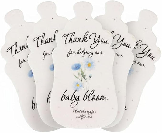 Baby Bottle Shaped Seed Paper – 5Pcs Blue Baby Shower Favors for Guests with Wildflower Seeds, Writable & Plantable, Gender Reveal, Birthday Gifts for Guest