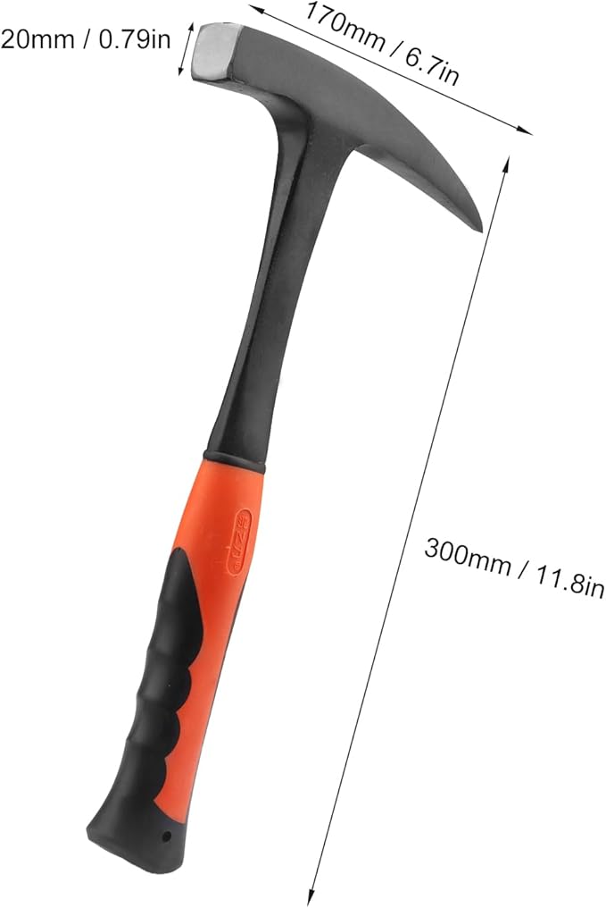 28 oz Rock Pick Hammer, 12 Inch All Steel Rock Pick Hammer, by GENHAKON.
