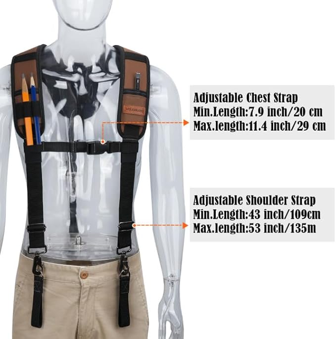 WELKINLAND Heavy Duty Tool Belt Suspender, Comfy Padded Tool Belt Suspenders, RipStop Construction Tool Belts Suspender, Fully-Adjustable Tool Belts Suspenders For Men, Carpenter Belt Suspender