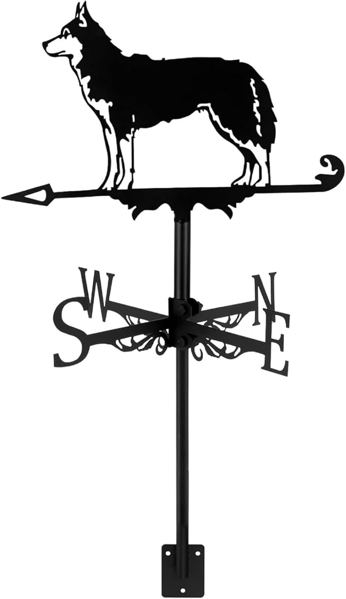 Metal Rooster Shape Weathervane, Roof Mount Weather Chicken Wind Vane Direction Indicator,Outdoor Scene Garden Chicken Weather Vane Ornament for for Shed Farmhouse Patio Decor(Dog1)