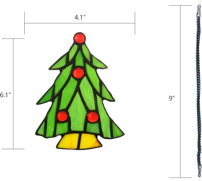Tree Stained Glass Window Hanging Ornaments, Memorial Gifts for Lovers, Birthday, Housewarming Gift, for Women, Gift for Mom, Grandma, Handmade Christmas Tree Decoration