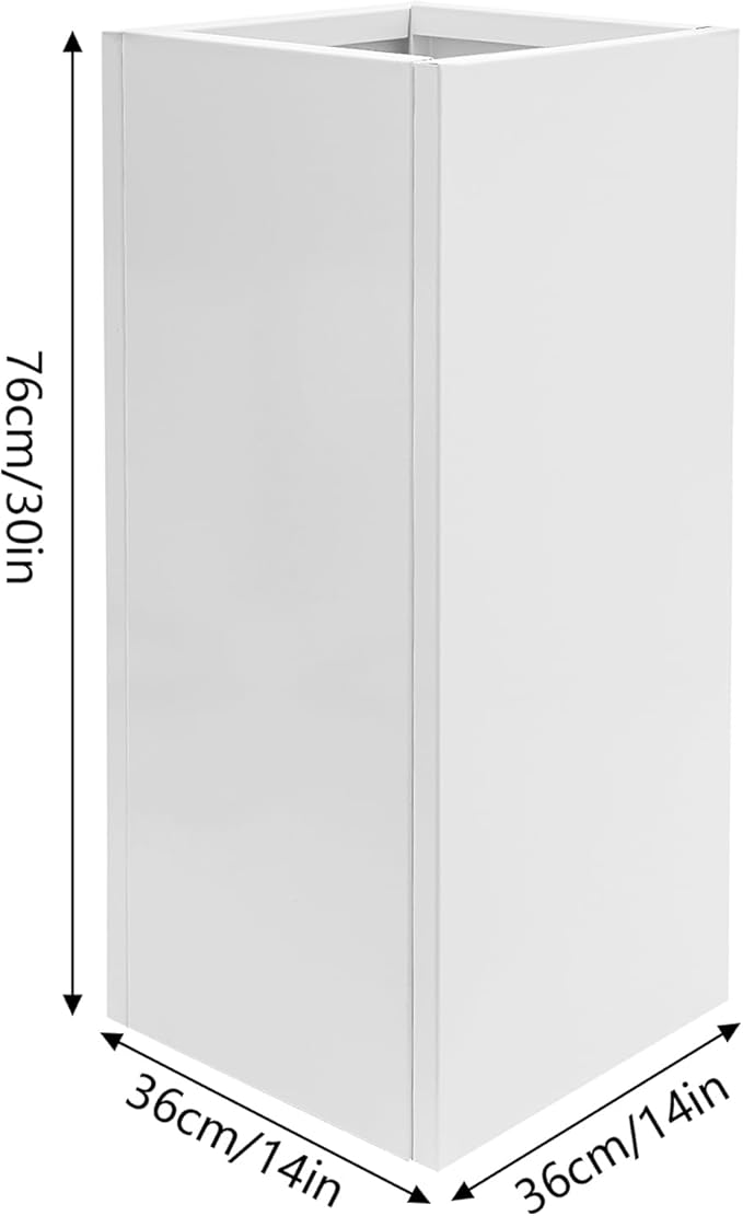 Metallic Heavy Outdoor/Indoor Planter Box, Seamless Large Metal Planter for Tall Trees, Plants, Flowers, No Assembly Required (White, 14 * 14 * 30 inch)