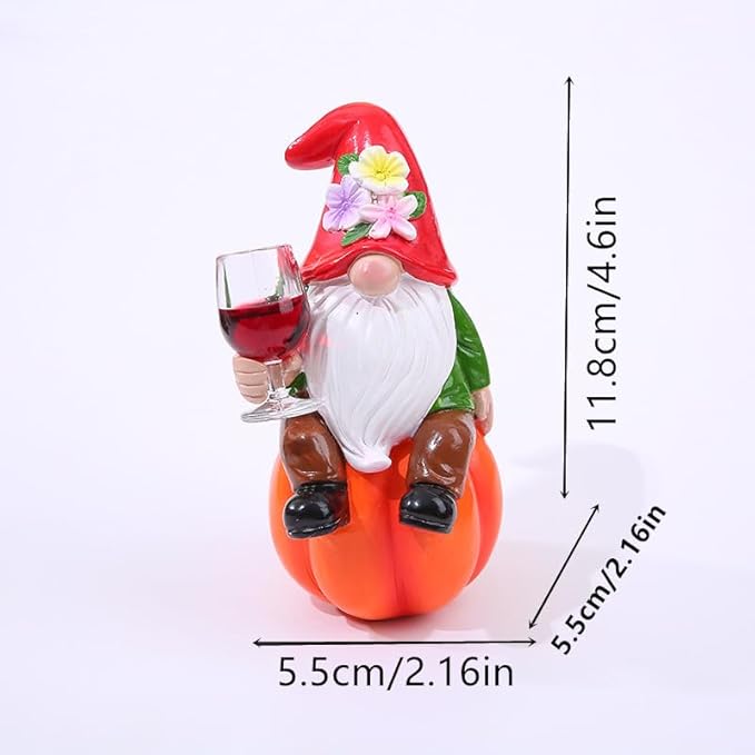 Outdoor Garden Gnome Pumpkin Statue, Handmade Scandinavian Decor, Table Decoration