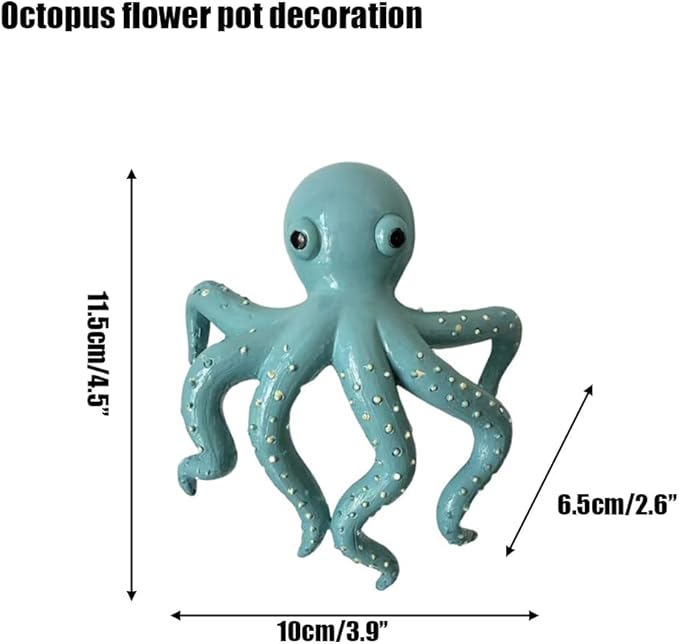 Cute Climbing Octopus Flower Pot Huggers, Animal Figurines Plant Decorations for Pots, Resin Flower Pot Decorations, Fairy Garden Accessories, Fish Tank Planter Edge Craft Decor (Octopus)