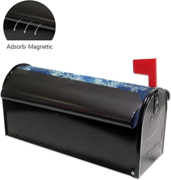 WOOR Shining Silver Snowflakes Christmas Magnetic Mailbox Cover Blue Oversized-20.8"x 25.5"