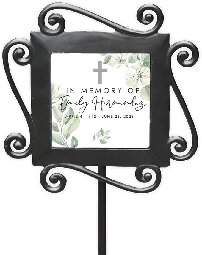 in Memory of Watercolor Iron Garden Stake, Cemetery Grave Marker, Memorial Gift, Memorial Plaque