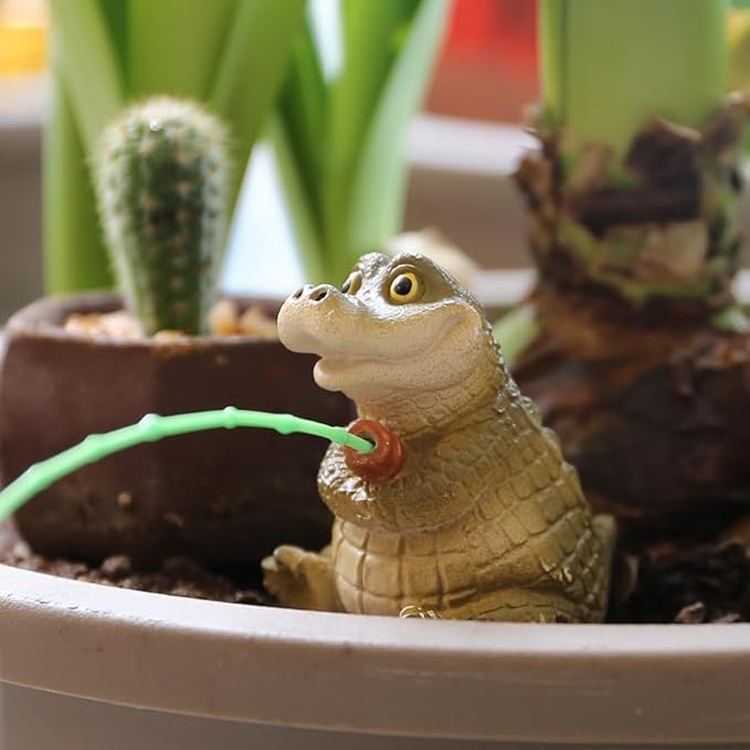 Crocodile Statue Garden Decor for Outside 2.56in,Interesting Crocodile Fishing Statue，Suitable for Easter, Indoor and Outdoor Decoration
