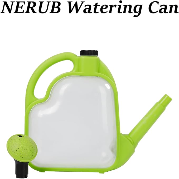 4L Foldable Clear Plastic Watering Can with Rotating Nozzle Long Spout Ideal for Indoor and Outdoor Gardening - Green