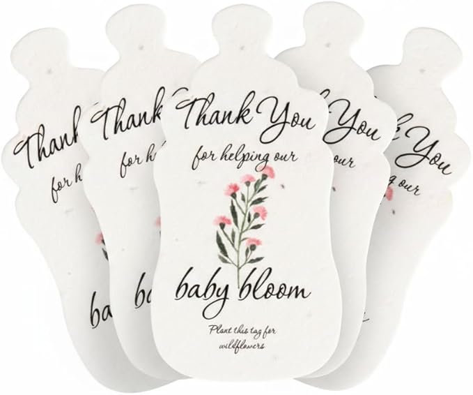 Baby Bottle Shaped Seed Paper – 5Pcs Pink Baby Shower Favors for Guests with Wildflower Seeds, Writable & Plantable, Gender Reveal, Birthday Gifts for Guest