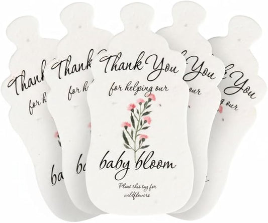 Baby Bottle Shaped Seed Paper – 5Pcs Pink Baby Shower Favors for Guests with Wildflower Seeds, Writable & Plantable, Gender Reveal, Birthday Gifts for Guest