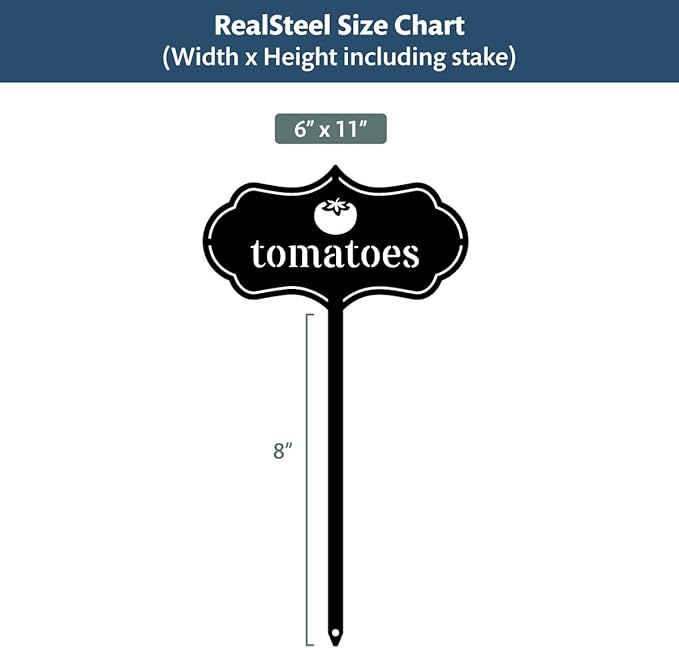 RealSteel - Seed & Plant Markers - Indoor/Outdoor Herb Garden Stakes - Elegant Fruit/Vegetable Seed Labels - Durable Plant Tags for Pots - Classy Design for Farmhouse/Greenhouse (Squash)