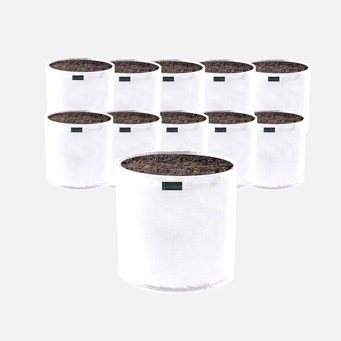 Commercial Grow Bag Pack of 10, Air Pruning Mesh Fabric Plant Containers (15 Gallon, White)